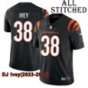 Black Home Embroidered DJ Ivey Cincinnati Bengals #38 Stitched Jersey