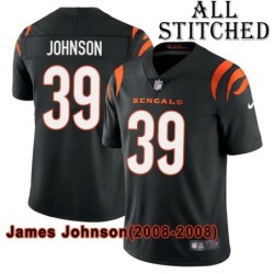 Black Home Embroidered James Johnson Cincinnati Bengals #39 Stitched Jersey