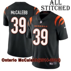 Black Home Embroidered Onterio McCalebb Cincinnati Bengals #39 Stitched Jersey