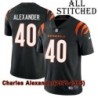 Black Home Embroidered Charles Alexander Cincinnati Bengals #40 Stitched Jersey