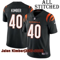 Black Home Embroidered Jalen Kimber Cincinnati Bengals #40 Stitched Jersey