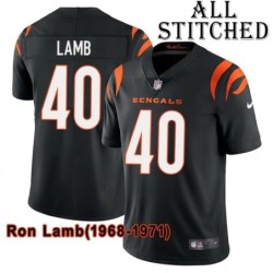 Black Home Embroidered Ron Lamb Cincinnati Bengals #40 Stitched Jersey