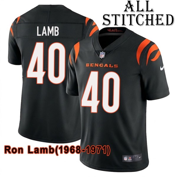 Black Home Embroidered Ron Lamb Cincinnati Bengals #40 Stitched Jersey
