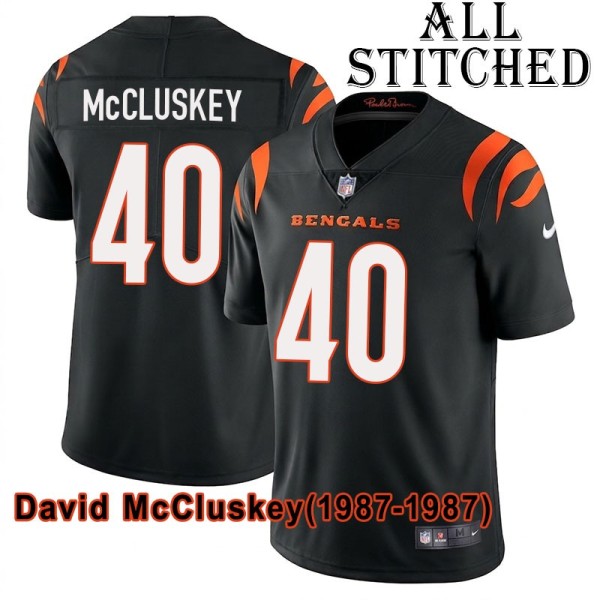 Black Home Embroidered David McCluskey Cincinnati Bengals #40 Stitched Jersey