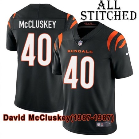 Black Home Embroidered David McCluskey Cincinnati Bengals #40 Stitched Jersey