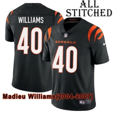 Black Home Embroidered Madieu Williams Cincinnati Bengals #40 Stitched Jersey