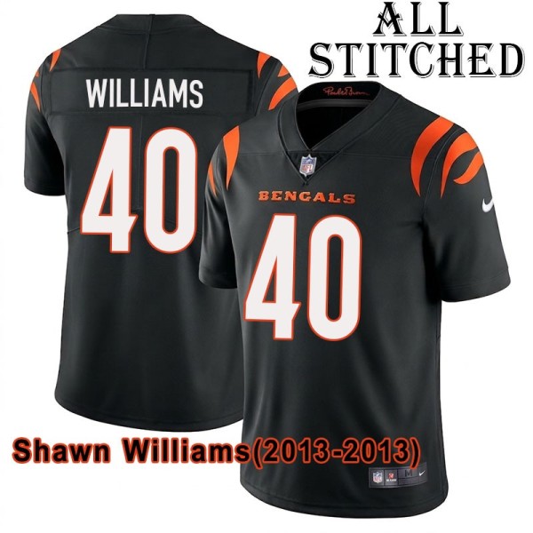 Black Home Embroidered Shawn Williams Cincinnati Bengals #40 Stitched Jersey