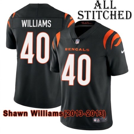 Black Home Embroidered Shawn Williams Cincinnati Bengals #40 Stitched Jersey