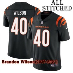 Black Home Embroidered Brandon Wilson Cincinnati Bengals #40 Stitched Jersey