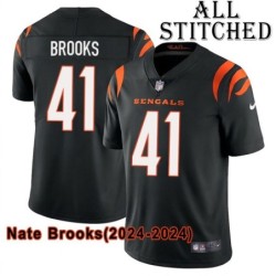 Black Home Embroidered Nate Brooks Cincinnati Bengals #41 Stitched Jersey