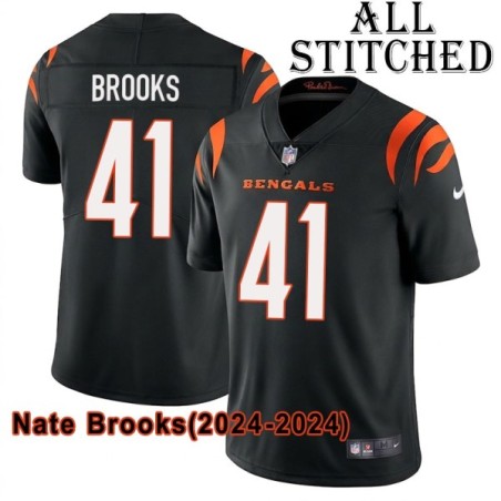 Black Home Embroidered Nate Brooks Cincinnati Bengals #41 Stitched Jersey