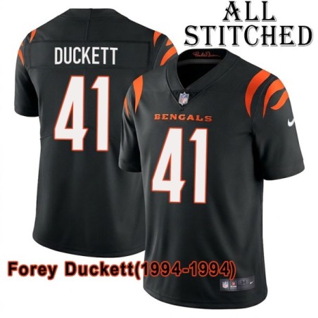 Black Home Embroidered Forey Duckett Cincinnati Bengals #41 Stitched Jersey