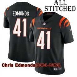 Black Home Embroidered Chris Edmonds Cincinnati Bengals #41 Stitched Jersey