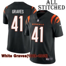 Black Home Embroidered White Graves Cincinnati Bengals #41 Stitched Jersey