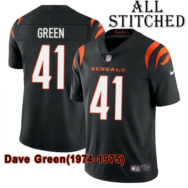 Black Home Embroidered Dave Green Cincinnati Bengals #41 Stitched Jersey