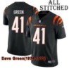 Black Home Embroidered Dave Green Cincinnati Bengals #41 Stitched Jersey