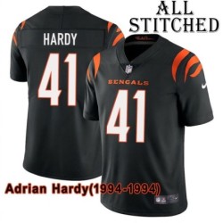 Black Home Embroidered Adrian Hardy Cincinnati Bengals #41 Stitched Jersey