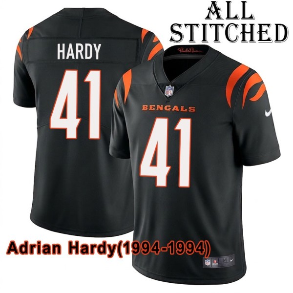 Black Home Embroidered Adrian Hardy Cincinnati Bengals #41 Stitched Jersey