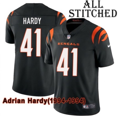 Black Home Embroidered Adrian Hardy Cincinnati Bengals #41 Stitched Jersey