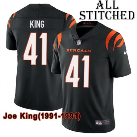 Black Home Embroidered Joe King Cincinnati Bengals #41 Stitched Jersey