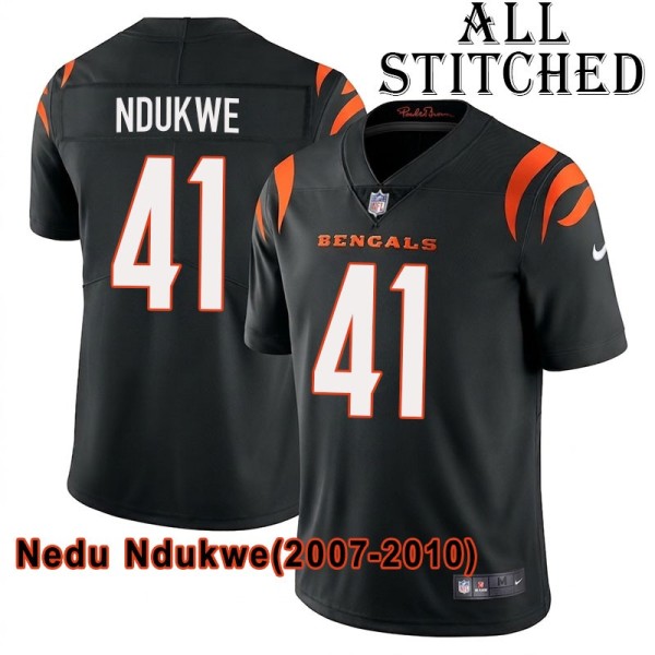Black Home Embroidered Nedu Ndukwe Cincinnati Bengals #41 Stitched Jersey