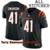 Black Home Embroidered Terry Swanson Cincinnati Bengals #41 Stitched Jersey