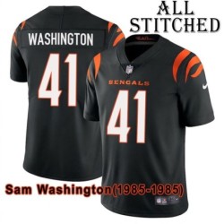 Black Home Embroidered Sam Washington Cincinnati Bengals #41 Stitched Jersey