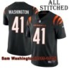 Black Home Embroidered Sam Washington Cincinnati Bengals #41 Stitched Jersey