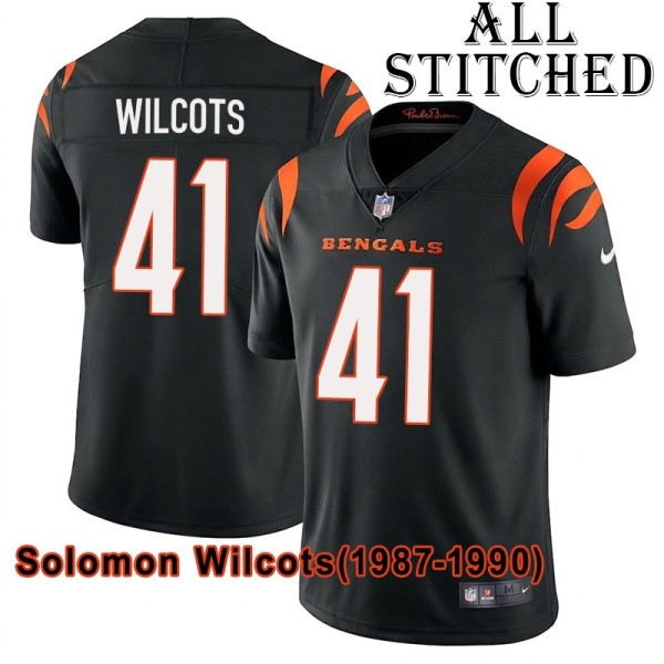 Black Home Embroidered Solomon Wilcots Cincinnati Bengals #41 Stitched Jersey