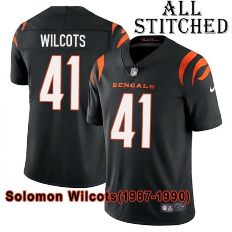 Black Home Embroidered Solomon Wilcots Cincinnati Bengals #41 Stitched Jersey