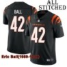 Black Home Embroidered Eric Ball Cincinnati Bengals #42 Stitched Jersey