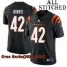 Black Home Embroidered Oren Burks Cincinnati Bengals #42 Stitched Jersey