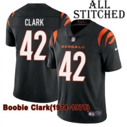 Black Home Embroidered Boobie Clark Cincinnati Bengals #42 Stitched Jersey
