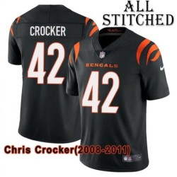 Black Home Embroidered Chris Crocker Cincinnati Bengals #42 Stitched Jersey