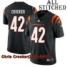 Black Home Embroidered Chris Crocker Cincinnati Bengals #42 Stitched Jersey