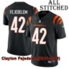 Black Home Embroidered Clayton Fejedelem Cincinnati Bengals #42 Stitched Jersey