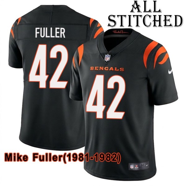 Black Home Embroidered Mike Fuller Cincinnati Bengals #42 Stitched Jersey