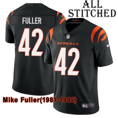 Black Home Embroidered Mike Fuller Cincinnati Bengals #42 Stitched Jersey