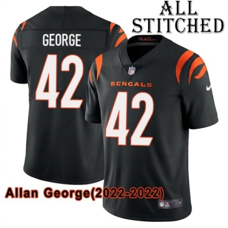 Black Home Embroidered Allan George Cincinnati Bengals #42 Stitched Jersey