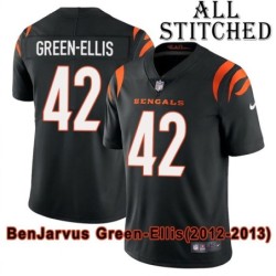 Black Home Embroidered BenJarvus Green-Ellis Cincinnati Bengals #42 Stitched Jersey