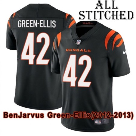 Black Home Embroidered BenJarvus Green-Ellis Cincinnati Bengals #42 Stitched Jersey