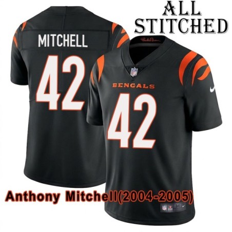 Black Home Embroidered Anthony Mitchell Cincinnati Bengals #42 Stitched Jersey