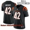 Black Home Embroidered Robert Niehoff Cincinnati Bengals #42 Stitched Jersey