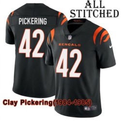 Black Home Embroidered Clay Pickering Cincinnati Bengals #42 Stitched Jersey