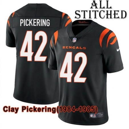 Black Home Embroidered Clay Pickering Cincinnati Bengals #42 Stitched Jersey