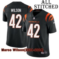 Black Home Embroidered Marco Wilson Cincinnati Bengals #42 Stitched Jersey