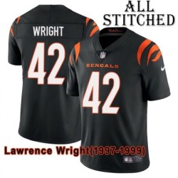 Black Home Embroidered Lawrence Wright Cincinnati Bengals #42 Stitched Jersey