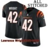 Black Home Embroidered Lawrence Wright Cincinnati Bengals #42 Stitched Jersey