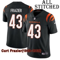 Black Home Embroidered Curt Frazier Cincinnati Bengals #43 Stitched Jersey