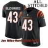 Black Home Embroidered Joe Giles-Harris Cincinnati Bengals #43 Stitched Jersey